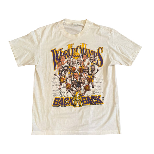 Vintage 1988 Lakers Back-to-Back World Champions T-Shirt — L