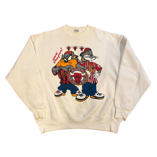 Vintage 90s Chicago Bulls Looney Tunes World Champions Crewneck Sweatshirt