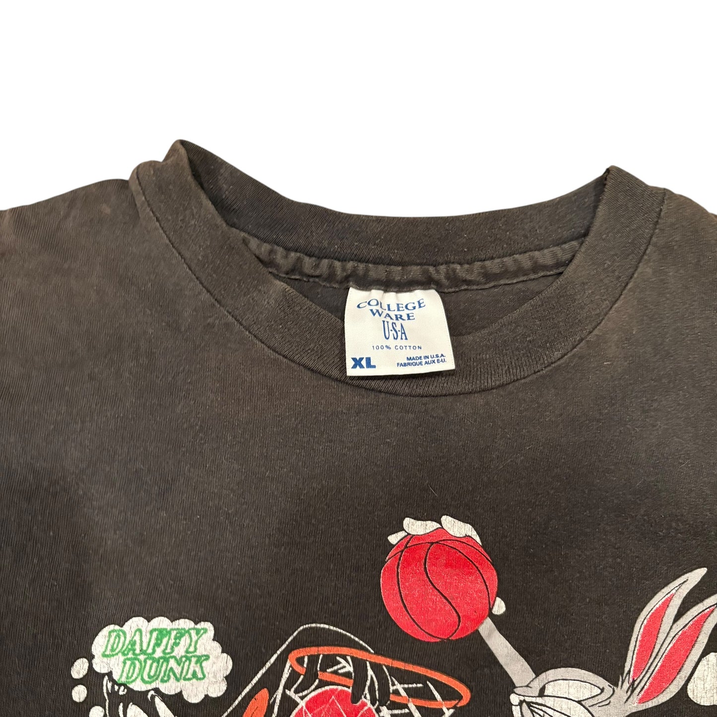 Vintage Warner Bros Miami Basketball Dunk Tee — Black