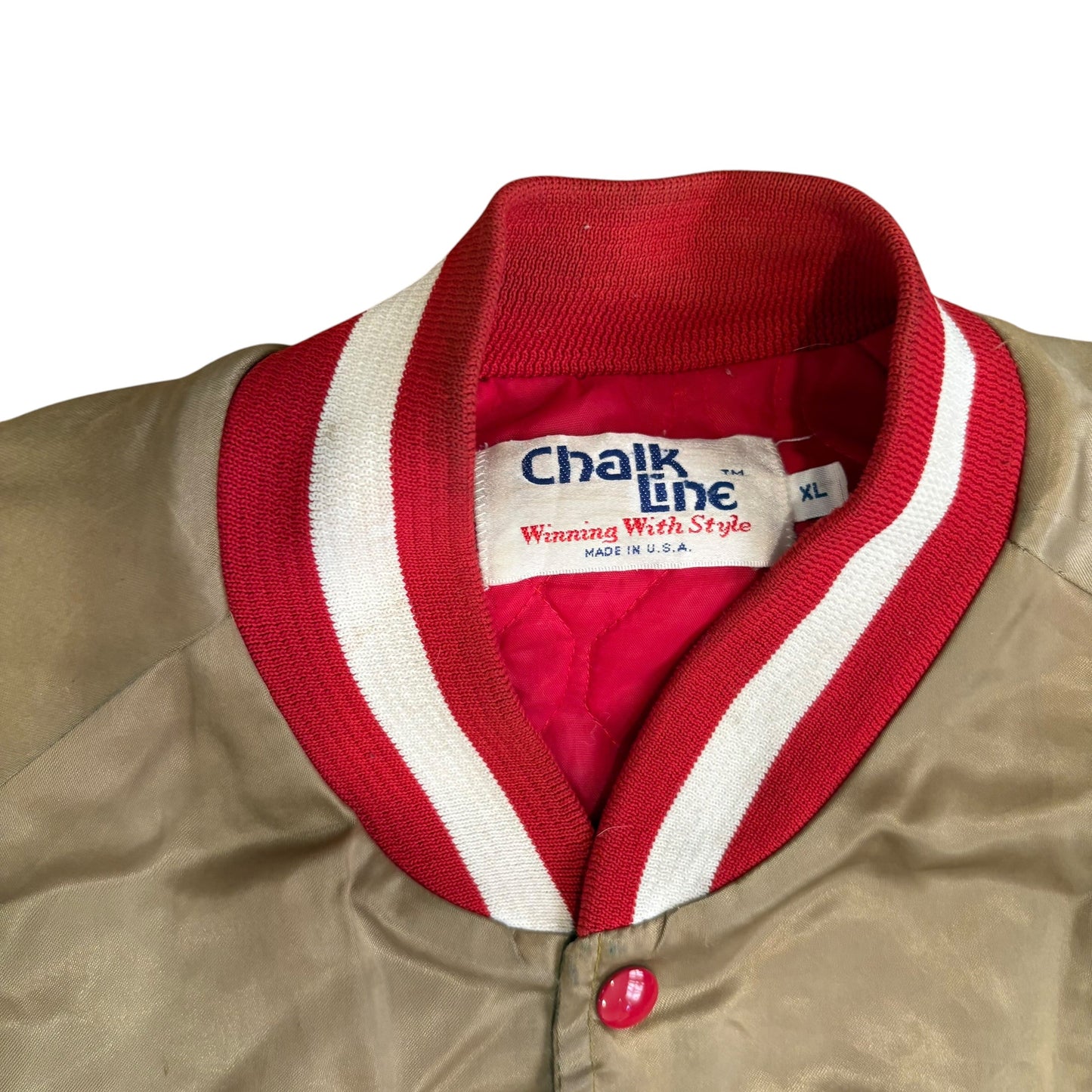 Vintage SF 49ers Chalk Line Satin Bomber Jacket